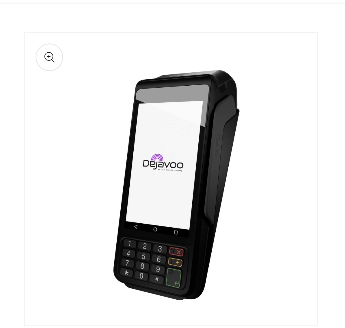Dejavoo handheld terminal with NFC contactless payment symbol